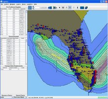 This image depicts the deployment of Carleton's work in Los Alamos National Laboratory's Logi-Sims tool. The image presents the effects of hurricane landfall on Florida's south-east shore. The shaded-concentric lines indicate the hurricane's wind speed, 2010-1208.Carleton.png