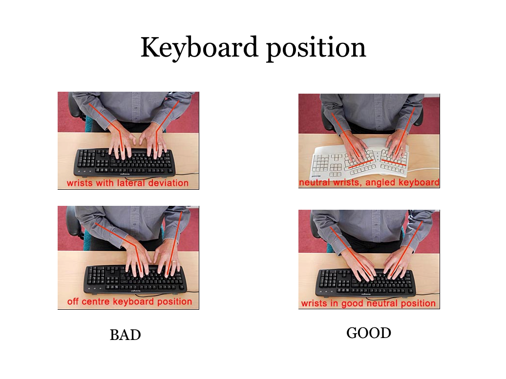 ergonomic placement of keyboard