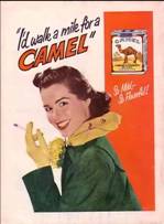 Camels Cigarettes 1949 Ad - I'd walk a mile for a Camel