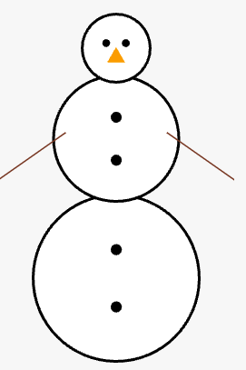 Image of a three-ball snowman with thin arms and two
buttons on each of the bottom two balls