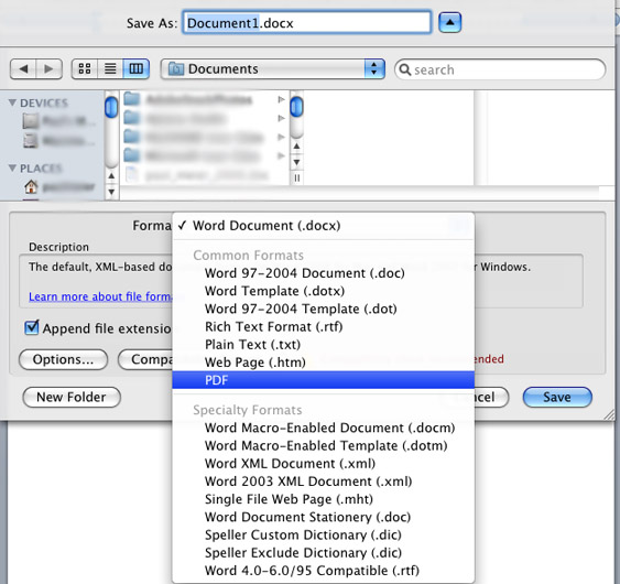 Save As... in Microsoft Word
