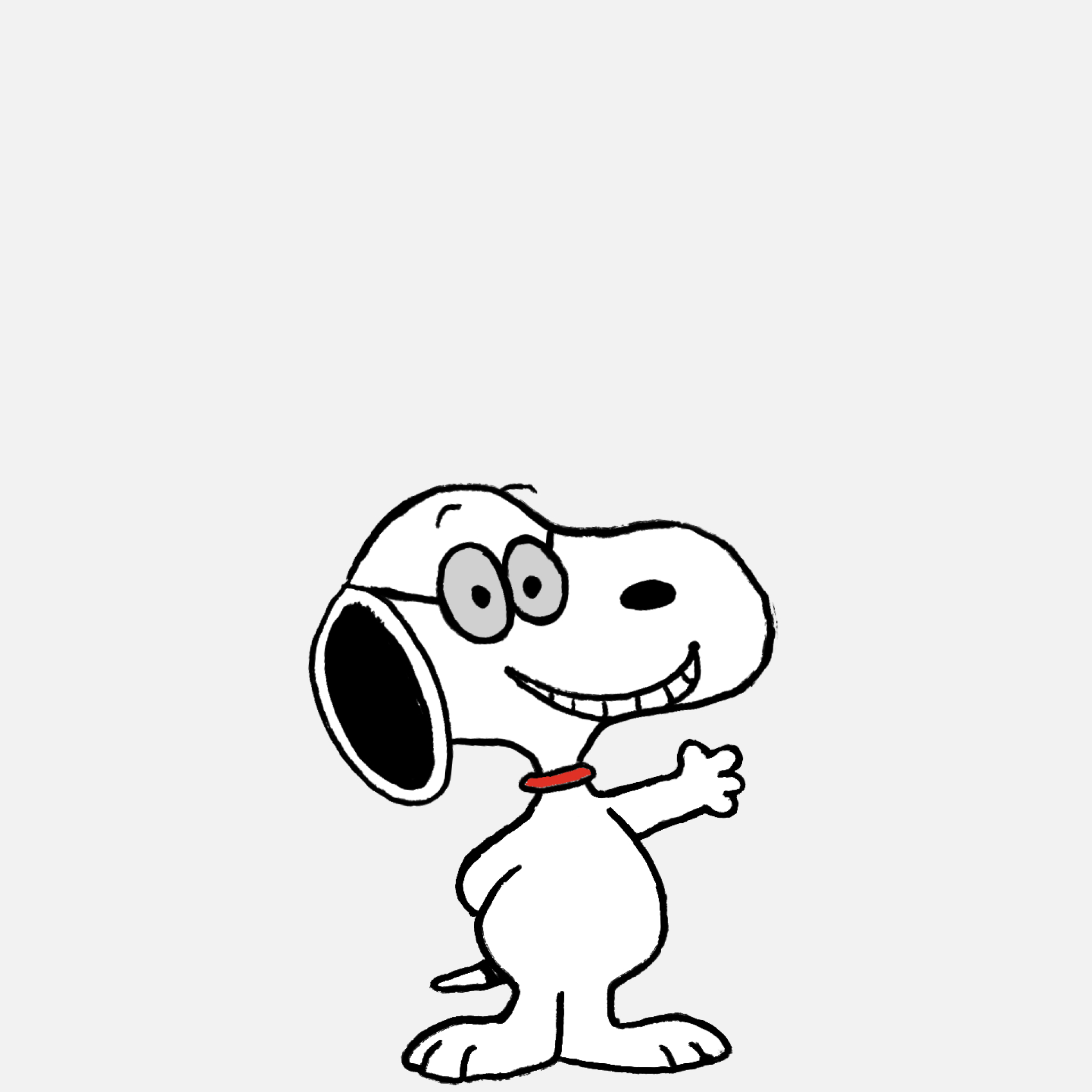Snoopy wearing glasses.