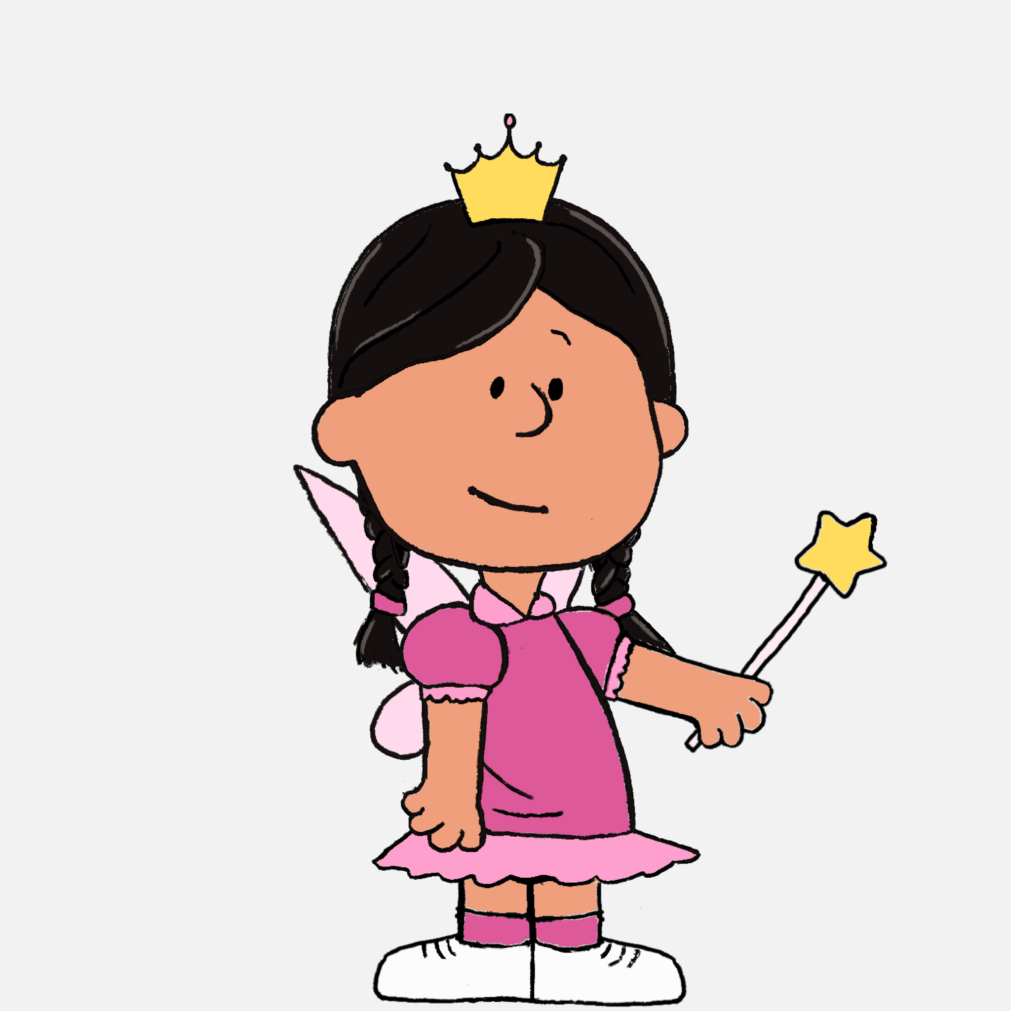 A Peanuts-style character pink fairy princess