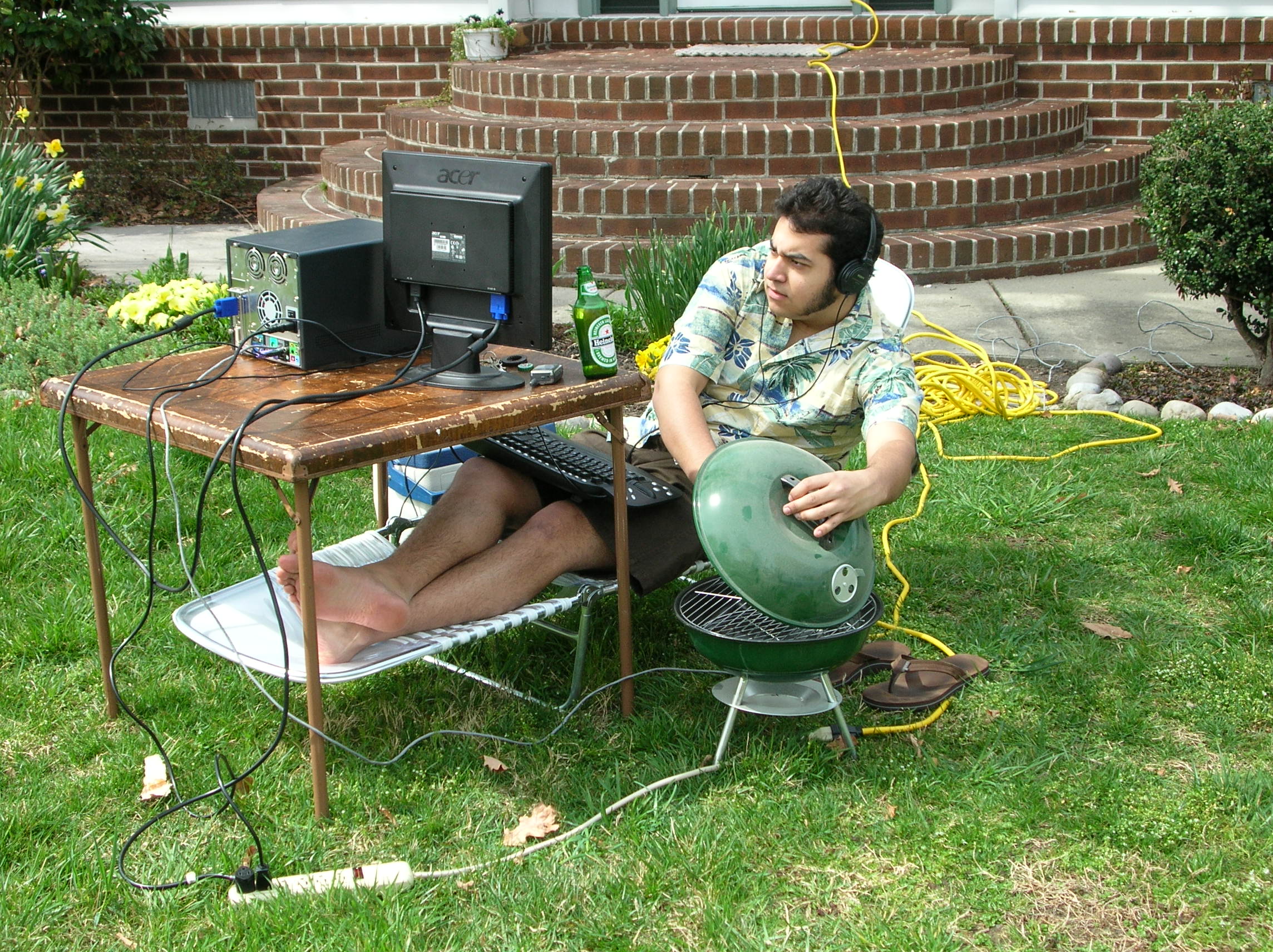 Me playing video games on my lawn