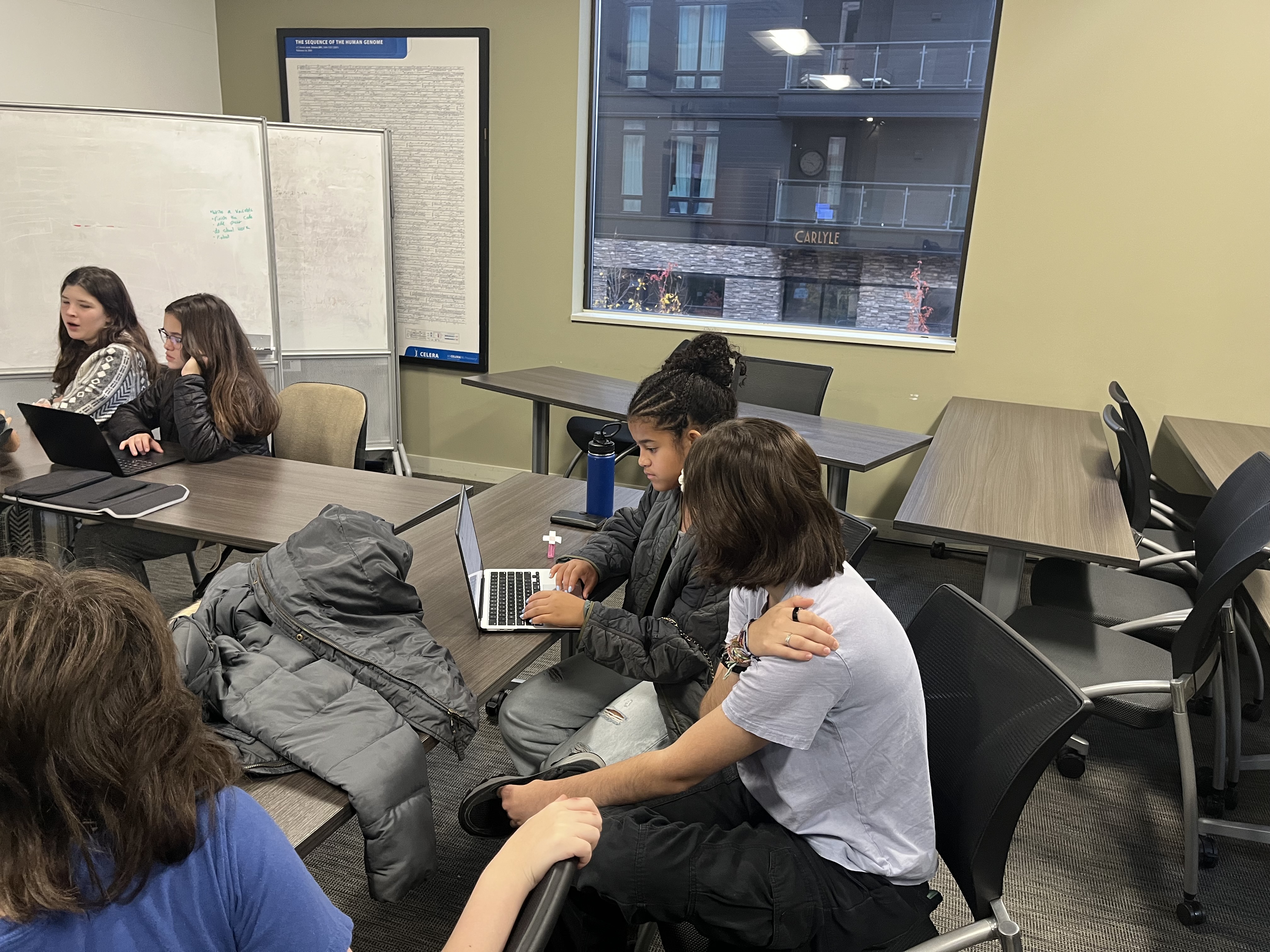 Students coding in Python