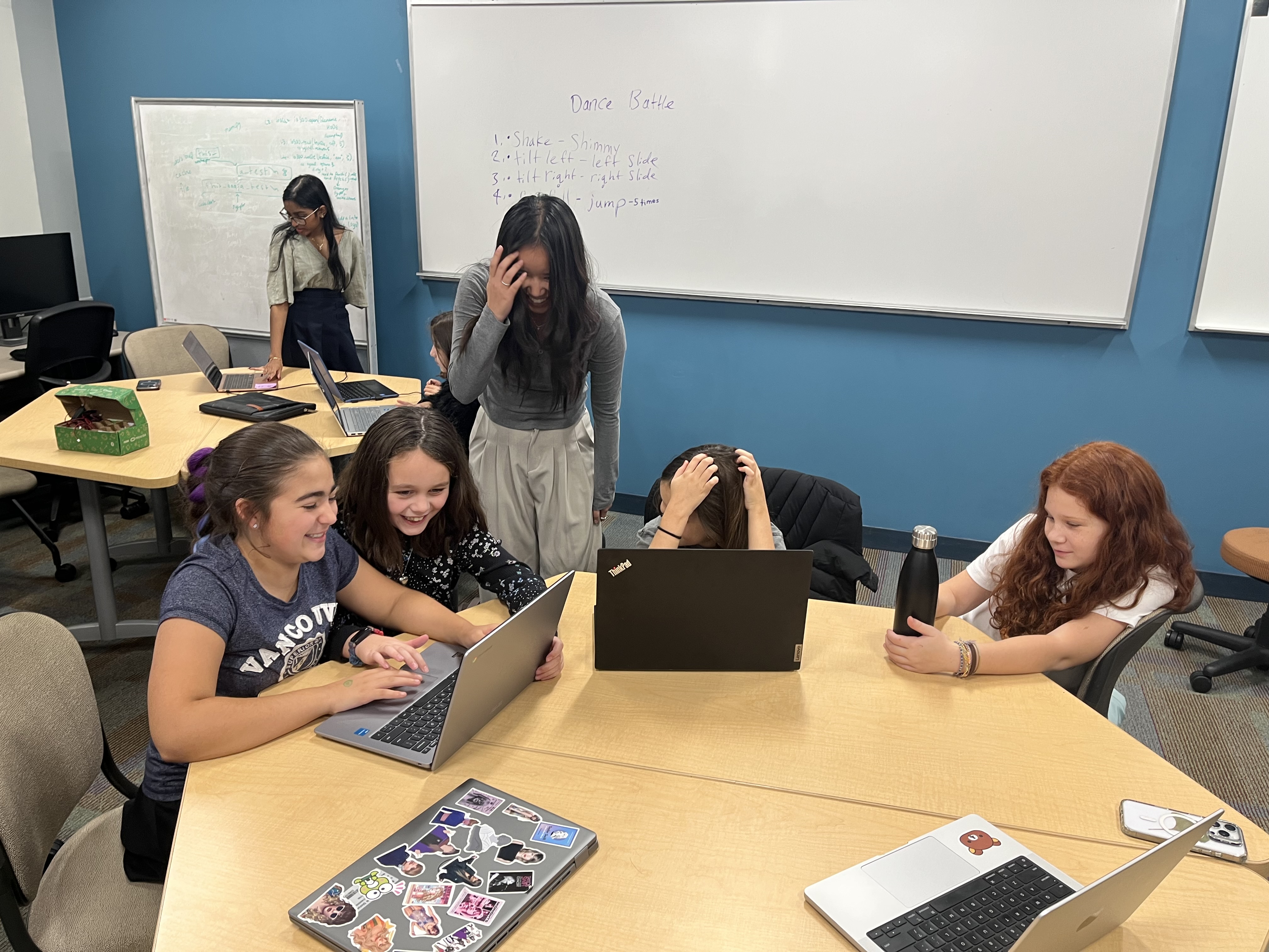 Students working with microbits