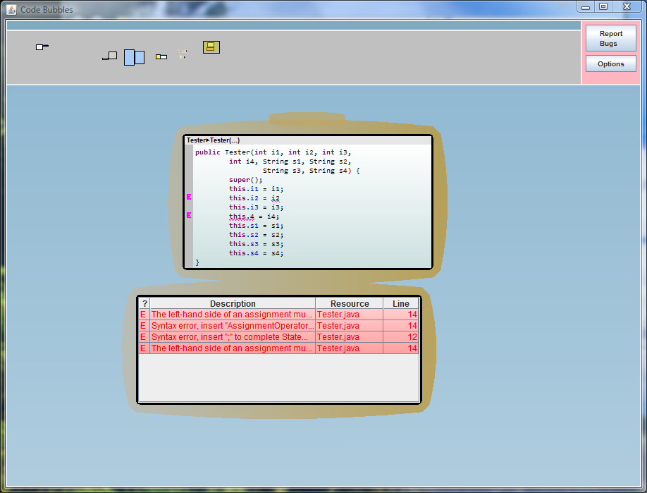 Errors/Warnings Bubble