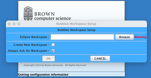 workspace dialog