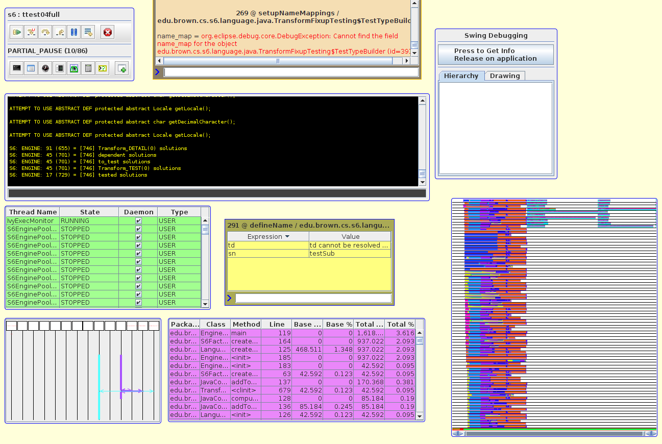 bubbles debugging showing various performance views