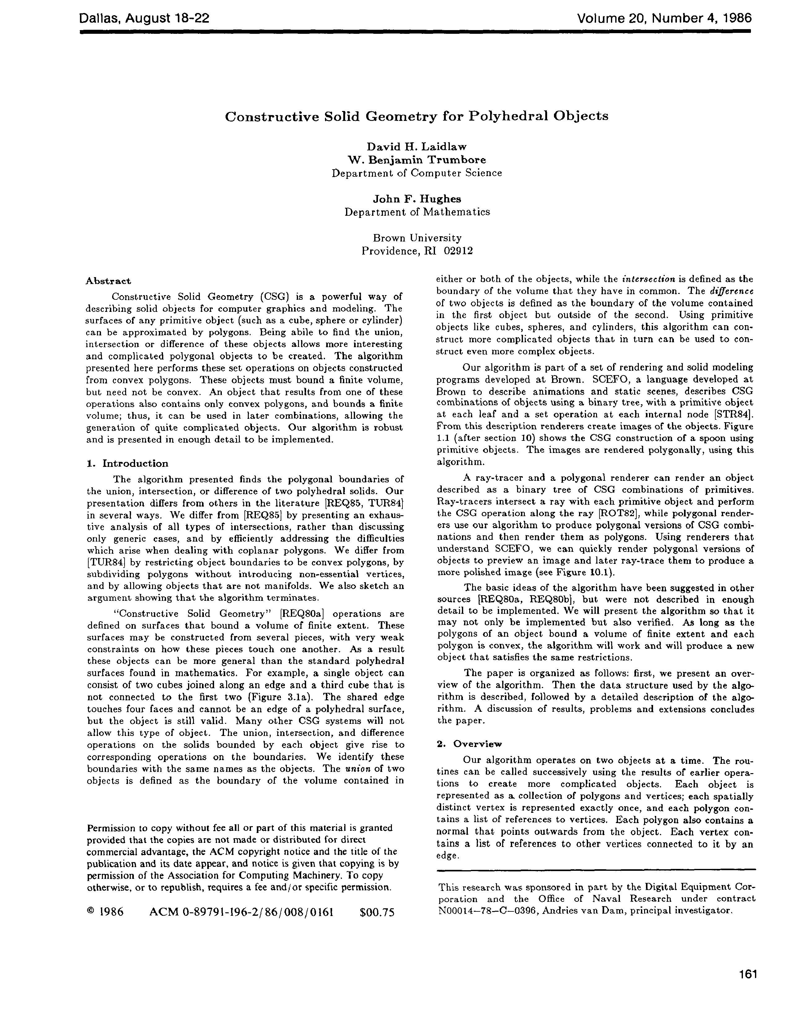 Constructive Solid Geometry for Polyhedral Objects