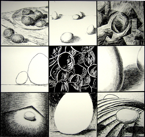 Eggs Nine Ways (pen and ink)